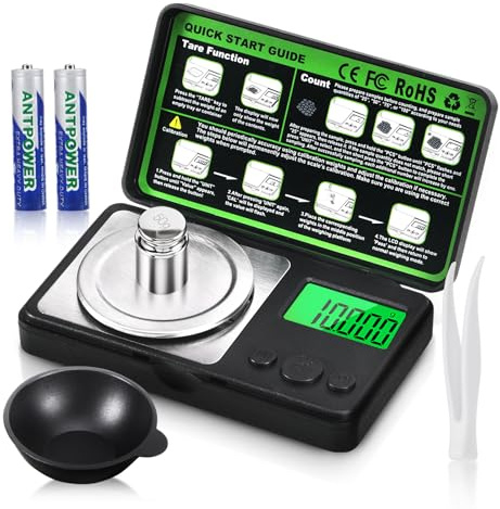 50g/0.001g Digital Milligram Scale, Digital Scales Pocket Micro Scales | Precision Scale for Jewelry Powders Medicine Food, High Precision Mg Scale with Tweezer, Cal Weight, Battery, Measuring Cup