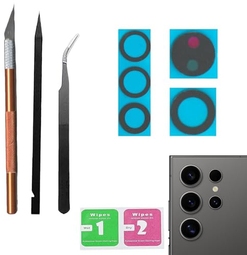 LiXiongBao S24 Ultra Back Rear Camera Glass Lens Replacement For Samsung Galaxy S24 Ultra With Pre-Installed Adhesive And Professional Repair Tool Kit