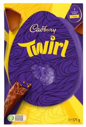 Cadbury Twirl Chocolate Easter Egg, Includes 1 Large Egg and 1 Chocolate Bar, 171 g (Pack of 1)