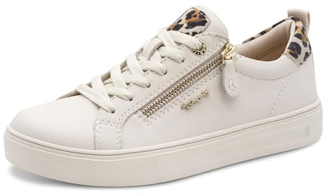 Tamaris Comfort Damen Court Sneaker mit Leder und Reißverschluss 8-83707-42, Größe:39 EU, Farbe:Beige