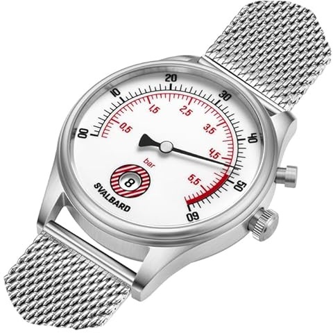 Svalbard Time Travel HX16 Herrenuhr Quarz Stahl Silber Weiß Saphir