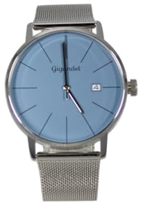Gigandet Armbanduhr Quarz Herren Edelstahl Silber Hellblau Datum G42-020