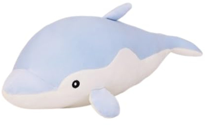 AQCQDQ Delfin Kuscheltier, Entzückend Weich Komfort Meerestier Plüschspielzeug, Umarmungskissen Kinder, Geschenke Für Kinder Mädchen Jungen Freunde (35 cm,Blau)