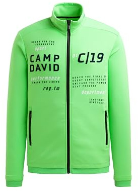 Camp David Herren Trainingsjacke aus Interlock mit Logo Artworks Tech Green, L