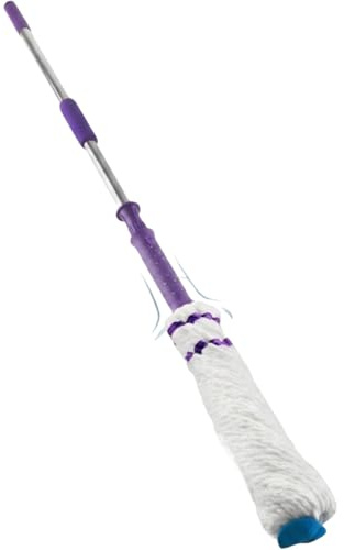 Twist Mop with Stainless Steel Handle | Self-Wringing Floor Cleaning Mop with Microfiber Head | Adjustable Long Handle Spin Mop for Home Office Kitchen Tiles Wood Floor Cleaning Tool