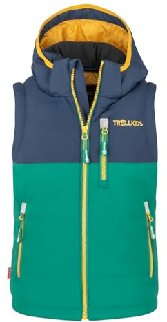 Trollkids Kids Narvik Vest XT | Wasserabweisend, winddicht und atmungsaktiv|Warm und robust|Abnehmbare Kapuze|Drei Taschen