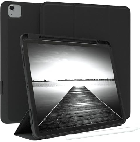 EAZY CASE - Schutzhülle mit Stifthalter für iPad Air 13 M4 (2026) Case 13 Zoll Hülle mit Stifthalterung Tablet Cover Touchpen Smartcase aufstellbar Klappcase Auto Sleep Wake Up Etui Schwarz