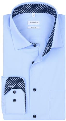 Seidensticker Herren Business-Hemd - Regular Fit - Bügelfrei- Kent-Kragen - Langarm - 100% Baumwolle - Hellblau - Kragenweite 43