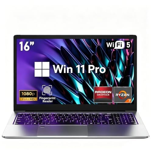 FUNYET PC Portatile 16 Pollici R7 5825U(fino a 4.5GHz) Gaming Laptop 16GB RAM 1TB SSD Win11 Vega 8 GPU 1920×1080 Notebook con All Function Type-C, WIFI6, BT5.2, USB3.2, HDMI, Tastiera Retroilluminata