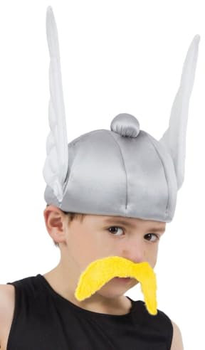Chaks - Asterix Helm, Stoffhelm mit weißen Flügeln, Asterix und Obelix, Kostüm Accessoires für Karneval & Comic Con