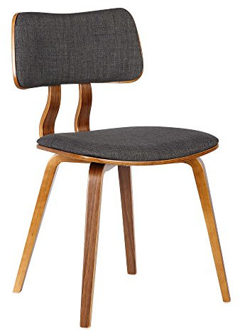 Armen Living Lcjasiwach Jaguar Chaise de Salle à Manger en Tissu Gris Anthracite et Bois de Noyer Finition