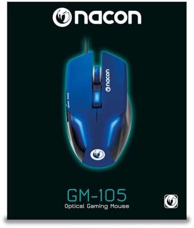 NACON GM-105 Maus USB Optisch 2400 DPI Linkshändig - Mäuse (Linkshändig, Optisch, USB, 2400 DPI, Schwarz, Blau)
