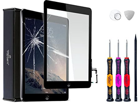 Trop Saint® Vitre Noire d'Ecran Tactile pour iPad AIR 1 avec Bouton Home et Adhesif - Façade Compatible avec iPad AIR 1 Uniquement (A1474, A1475, A1476)