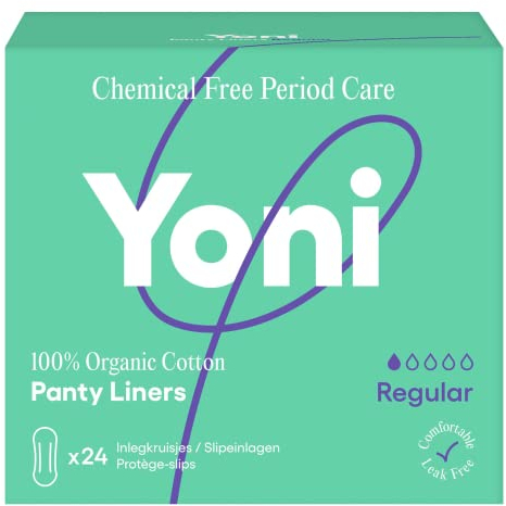 Yoni | Slipeinlagen Normal | 24x Slipeinlagen aus 100% Bio-Baumwolle | Hypoallergen und atmungsaktiv | Chemikalienfrei | Für leichten Blutung