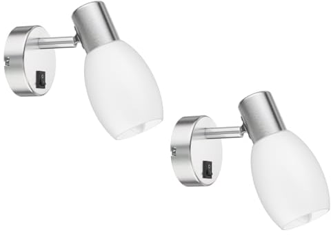 ledscom.de 2 Stück Wand-Leuchte LUPI mit Schalter, einflammig inkl. E14 LED Kerze Filament matt 4,066W 424lm warm-weiß