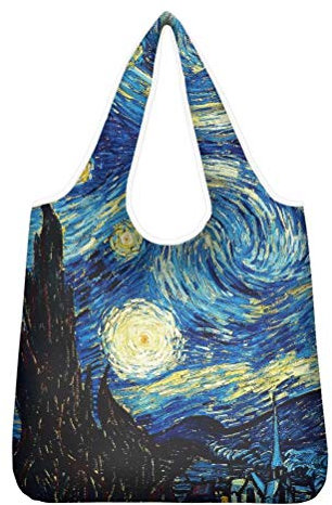 chaqlin Van Gogh Sternenhimmel Wiederverwendbare Einkaufstüten Waschbare Faltbare, umweltfreundliche große Einkaufstaschen für Damen-Picknick-Lunchbeutel