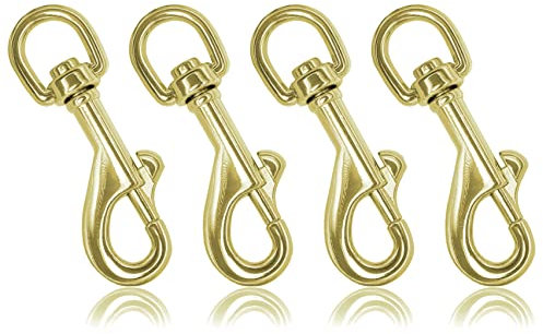 Ganzoo Karabiner-Haken mit Drehgelenk L: 85mm, Bolzen-Karabiner für Hunde-Leine, 4 Stück, Stahl-Karabiner, für Paracord 550 Hundehalsband, Schnapp-Karabiner Drehkopf, Zinklegierung, Farbe Gold