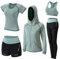 BOTRE Damen Traingsanzug Yoga Kleidung Anzug 5er-Set Sportanzüge Jogginganzug Gym Fitness Kleidung Laufbekleidung Sportswear Sport Yoga Outfit Damen BH Leggings Set (Grün, Small)