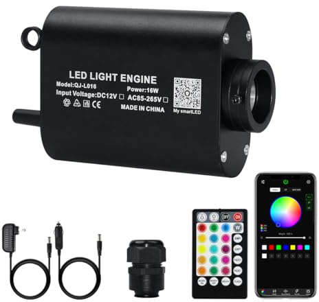 AMKI RGBW 16W Sound Mode Light Source Engine Driver Remote/APP Control Starlight Box Motor for Fiber Optic Star Ceiling Light Kit