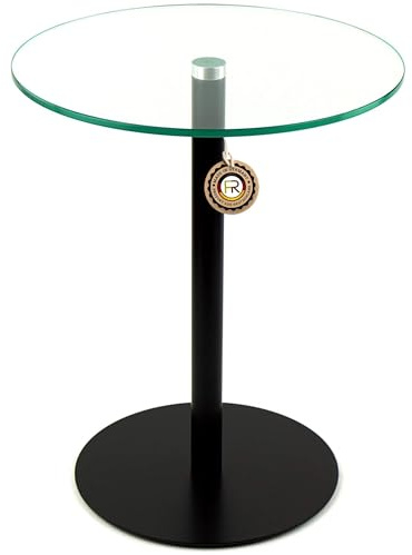 freeroom24 Beistelltisch rund Glas Metall D.50cm x Höhe 80cm in Schwarz | Beistelltisch ELLA Made in Germany