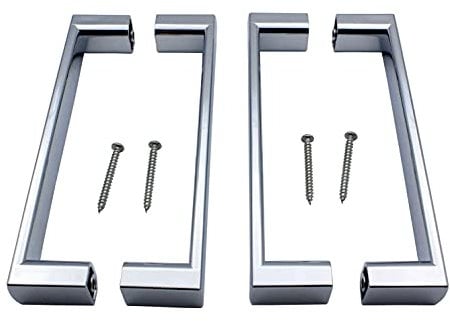 KEABATH 2 pares de manijas de puerta de ducha, manijas de puerta de cristal cromadas de 145 mm de agujero a agujero para reemplazo de mampara de ducha