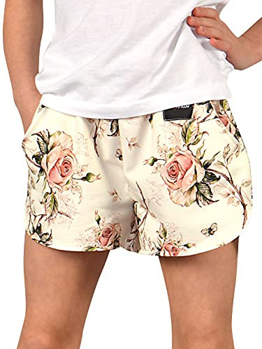 BEZLIT Kinder Mädchen Shorts Hot Pants Kurze Hose 30335 Creme-Blume 128/134