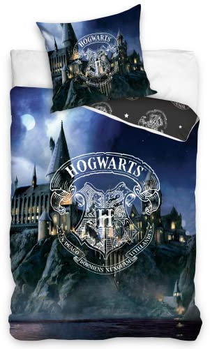 Bettwäsche-Set Harry Potter, Bettbezug 140x200 cm + 1 Kissenbezug 65x65 cm, 100% Baumwolle, Hogwarts