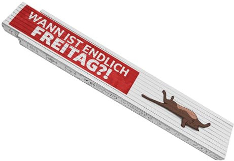 Wann ist endlich Freitag Meterstab aus Holz mit fauler Katze witziger Zollstock für die Arbeit und wenn man immer nur aufs Wochenende hinarbeitet keine Lust zu arbeiten