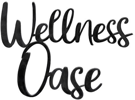 Logbuch-Verlag Holzschild Wellness Oase schwarz Türschild Wand Schild Deko für Sauna Spa Wellness-Bereich 25 cm