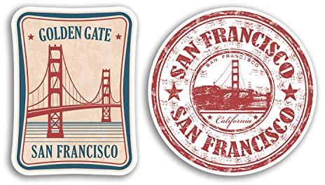 2 x 10 cm hohe Vinyl-Aufkleber San Francisco – Amerika USA USA USA Golden Gate Reisegeschenk #78523
