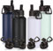 Volhoply 1l Gourde Inox avec Paille 4 Paquets,1 litre Bouteille Isotherme Café Double Paroi avec Deux Couvercles Sans BPA,Bottle Réutilisable en Métal Étanche pour Sport,Adulte(Mélange,4 Set)