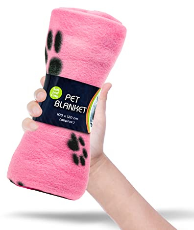 1 couverture lavable avec empreintes de pattes pour chien,Couverture pour chat,Couverture en polaire douce et chaude pour chien, animal domestique, lit de voyage (rose, 100 cmx120 cm)