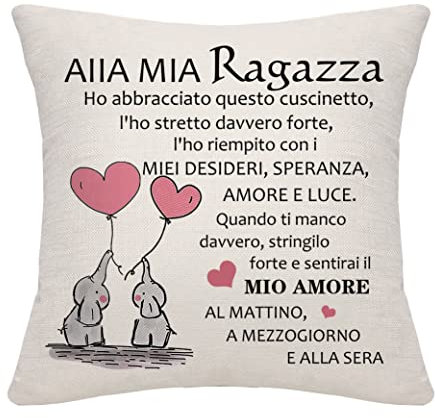 Bommex Cuscino Regalo per la Ragazza dal Fidanzato - per Compleanno, San Valentino, Anniversario, Natale (Alla Mia Ragazza)