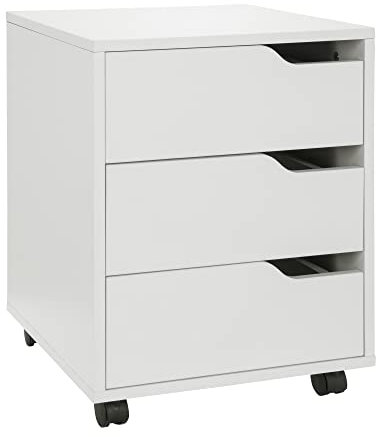 hjh OFFICE Rollcontainer Organiser I geräumiger Beistellschrank mit Schubladen und Rollen, 821008, Weiß