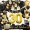 30 Geburtstag Deko, 30 Geburtstag Mann Frauen, Geburtstagsdeko 30, Schwarz Gold Deko mit Happy Birthday Girlande, Deko 30 Geburtstag, Luftballon 30 für 30 Männer Geburtstag Dekorationen