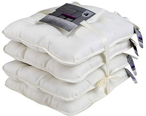 GC GAVENO CAVAILIA Seat Cushions Set of 4 With Strap ties, Cream