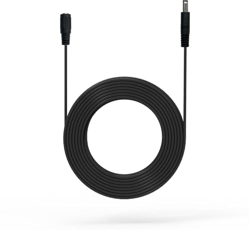EZVIZ Cable de Extensión,Cable Alimentación Extensor para EZVIZ Cámara de Vigilancia Exterior, 5,5×2,1mm,CC Universal de 12 V Macho a Hembra,5m Negro