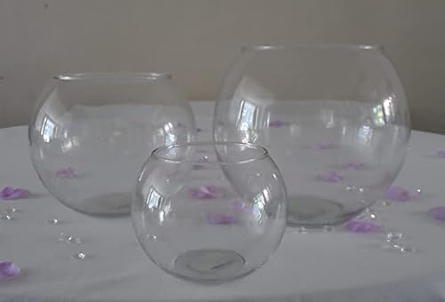 Clear Glass Flower Round Ball Vase Fish Bowl Table Centrepiece - 3 sizes (Large - 25 cm)