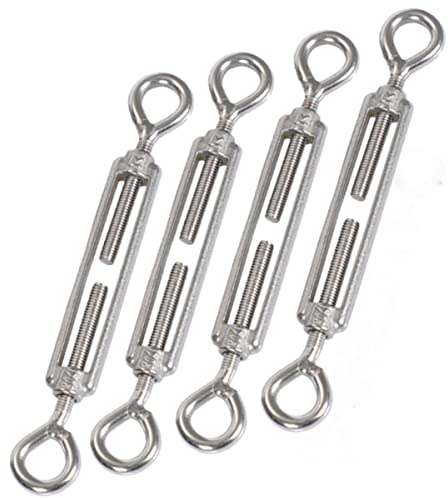 HOUSON 4 Stück M6 Edelstahl Spannschlösser Draht Spanner, verstellbar Spannschloss Haken und Öse für Rankhilfe Edelstahl Seilsystem,Gartendraht,Zaunspanner (M6 OO)