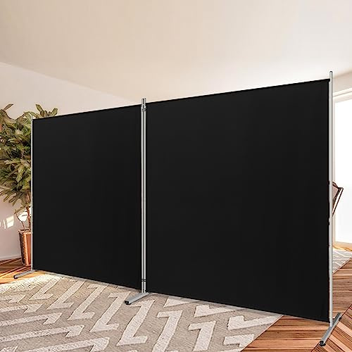 Rantila 2 Large Panels Room Divider,Portable Office Divider,Convenient Movable,Folding Partition Privacy Screen for Bedroom,Dining Room, Study,142 W x 71 H,Black