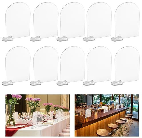 ZACUDA 25 PCS Panneaux en Acrylique Transparent Demi-Cercle - Numéros de Table Avec Support - Marque-Place Pour Mariages, Réceptions, Événements