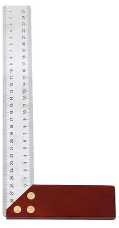90 Gradi Piedi Quadrati Manico In Mogano In Acciaio Inox Addensato Righello Quadrato Goniometro 300MM Accessori Strumento