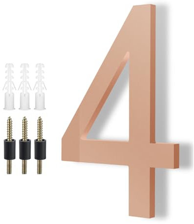 DEWEL Modern Minimalist House Number Sign - Large 8 Inch Bronze Floating Address Numbers for Home, Street or Mailbox