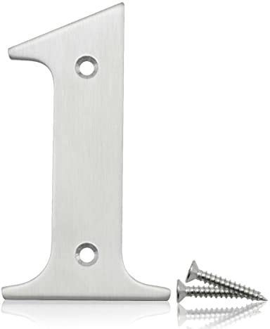 Bwintech 1 Pcs 75mm Height (3 Inch) Satin Nickel Bolted Door Number 1 Stainless Steel 304 House Number, Suitable For Front,Wooden, Composite,UPVC Door