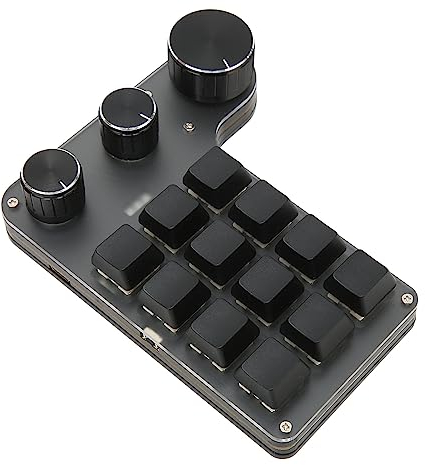 Fockety Gaming-Tastatur, 12 Tasten Makro Tastatur, Multifunktions DIY einhändig programmierbare mechanische Tastatur mit 3 Knöpfen, Plug and Play Gaming (Kabelgebundenes USB)