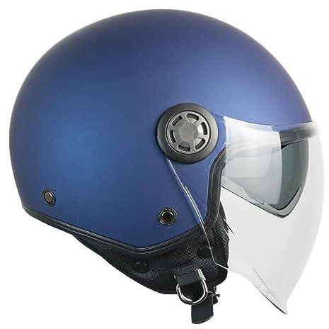 SKA-P Offener Motorradhelm, 1SHA ZEN MONO Blau Satiniert, L (59 cm)