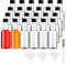 YBCPACK kleine flaschen zum befüllen 24 Stück - 50ml Mini Shot fläschchen mit Deckel für Hochzeit, Party, Kunst - Inklusive 3 Mini Plastik Trichter und 1 Bürste