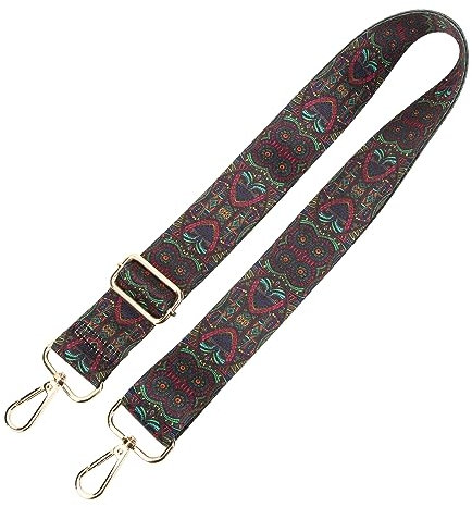 SHOWERORO Adjustable Floral Pattern Banjo Strap Vintage Gold Hooks Musical Instrument Accessory for Banjo