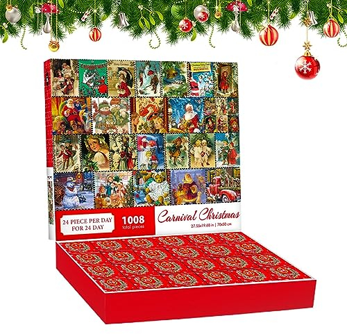 Lecerrot Adventskalender 2023 Puzzle, Puzzles Countdown Bis Weihnachten, 24 Tage Adventskalender Puzzle, 1008 Teile Puzzles Für Erwachsene Und Kinder, Countdown Bis Weihnachten, Hausdekoration