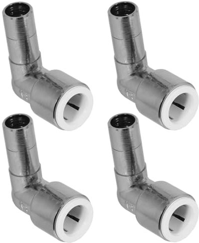 SPARES2GO 15mm x 15mm Push Fit Radiator Valve Chrome Reducing Elbow Stem Compression (Pack of 4)